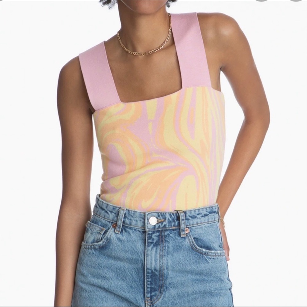 525 America Square Marble Print Knit Top size S